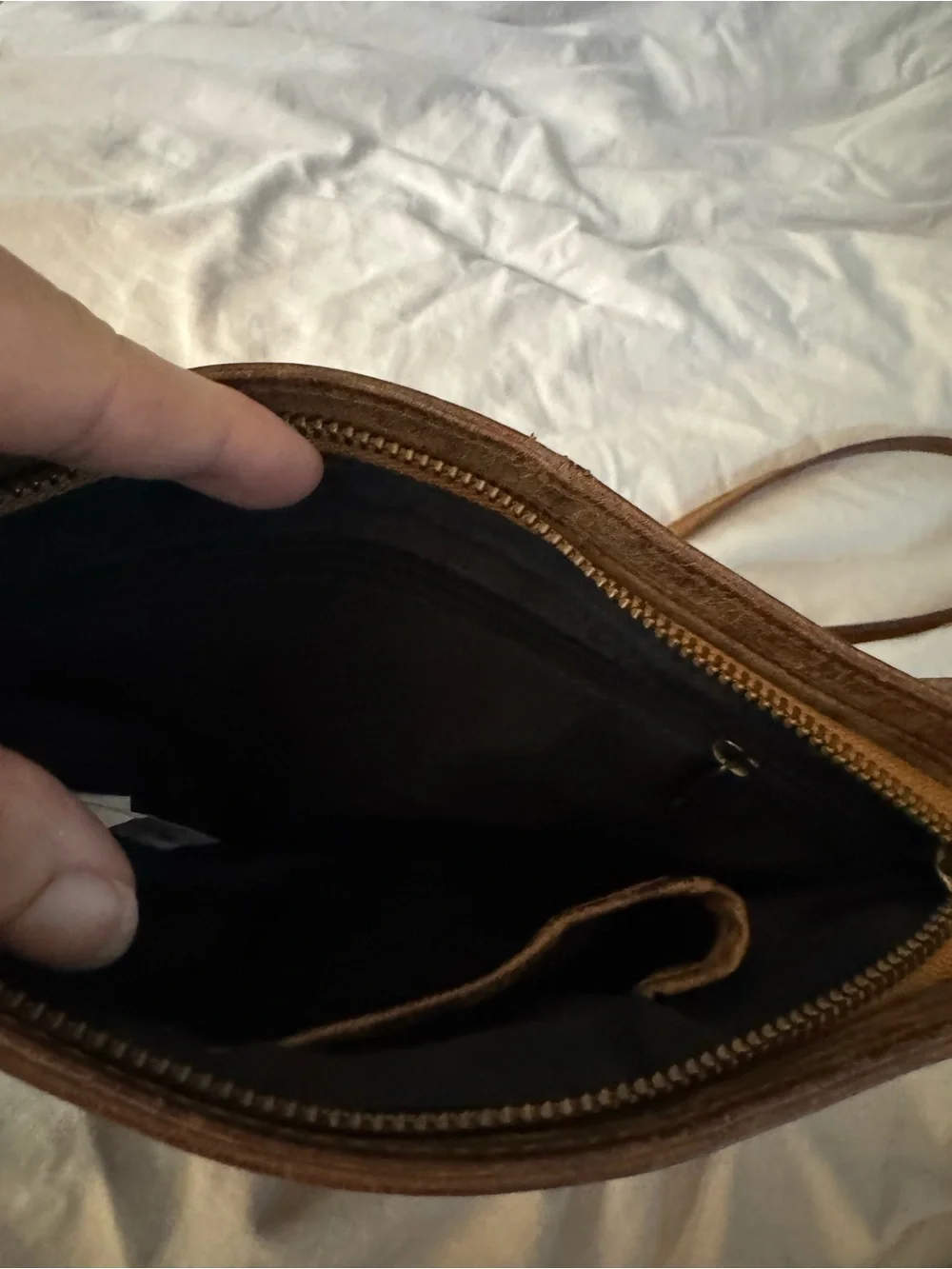 Genuine Brown Leather Crossbody Bag - Women